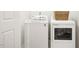 Well-lit laundry area equipped with modern washing machine and dryer units at 1515 Poets Glade Dr, Apex, NC 27523