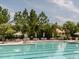 Community pool surrounded by trees and lounge chairs, great for relaxation at 173 Hawk Point Rd, Chapel Hill, NC 27516