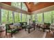 Inviting sunroom surrounded by lush greenery, perfect for relaxation and enjoying nature at 18 Green Ridge Ln, Pittsboro, NC 27312