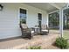 Inviting front porch with brick base and comfortable seating area at 230 Bradley Dr, Benson, NC 27504