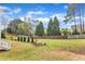 A spacious backyard with green grass, privacy fence, and a line of small decorative trees at 2321 Swansea Ln, Apex, NC 27502
