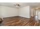 Large living room with wood flooring at 360 Callandale Ln, Durham, NC 27703