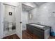 Luxurious bathroom featuring a shower, toilet and stand alone tub with marble finishes at 518 Morgan Creek Rd, Chapel Hill, NC 27517