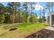 Lush backyard with well-maintained lawn, patio area, and landscaping at 5209 Woodlawn Dr, Durham, NC 27703