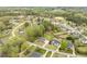 Neighborhood aerial showcasing beautiful homes, lush trees, and a serene pond at 603 Goal Kick Dr, Fuquay Varina, NC 27526