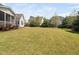 Spacious backyard with lush green lawn and mature trees, ideal for Gathering gatherings and outdoor fun at 7825 Green Hope School Rd, Cary, NC 27519
