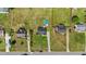 Wide view of a neighborhood showcasing a property with a well-kept yard and pool area at 82 Sommerset Dr, Clayton, NC 27520