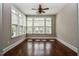 Sun room featuring natural light and a ceiling fan at 85 Bramble Ln, Clayton, NC 27527