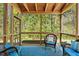 Inviting screened-in porch with vaulted ceiling and seating area surrounded by nature at 1211 Yellow Wood Dr, Mebane, NC 27302
