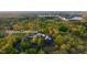 Aerial view of Treyburn Clubhouse with Little River Reservoir and surrounding lush landscapes at 1213 Rocky Point Ln, Durham, NC 27712