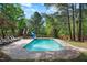 Backyard featuring a large in-ground pool with a slide and lounge seating at 132 Wheatsbury Dr, Cary, NC 27513