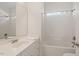 Bright bathroom featuring a shower-tub combination, vanity with sink, and a large mirror at 1537 Heritage Club Ave, Wake Forest, NC 27587