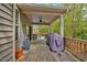 Back porch with ceiling fan and view of backyard at 190 Bingham Creek Dr, Garner, NC 27529