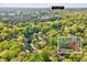 Aerial view highlighting proximity to Kildaire shops, showing lush trees and neighborhood at 201 Dunhagan Pl, Cary, NC 27511