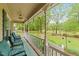 Relaxing covered front porch with comfortable seating and a scenic view of the landscaped front yard at 2024 Country Trails Dr, Clayton, NC 27520