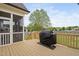 Relax on this outdoor deck with grill, and screened-in porch overlooking the backyard at 2113 Conroy Way, Willow Springs, NC 27592