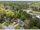 Aerial view of a house in a lush neighborhood with mature trees at 213 Lewiston Ct, Cary, NC 27513