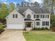 Charming two-story home with manicured lawn, black shutters, and a covered porch at 213 Lewiston Ct, Cary, NC 27513