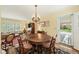 Spacious dining room with hardwood floors, decorative chandelier, and adjoining living area at 2415 Alpine Rd, Durham, NC 27707