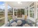 Inviting screened porch with outdoor seating and views of the backyard and landscaping at 2832 Thompson Bluff Dr, Cary, NC 27519