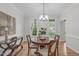 Charming dining room with hardwood floors, a round table, and bright windows with views of the outdoors at 307 Parkmeadow Dr, Cary, NC 27519