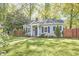 Lovely home with classic architecture, showcasing a green lawn and charming blue shutters on the windows at 315 Greenwood Dr, Durham, NC 27704