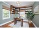 Office space with custom wooden built-in shelves and a stylish desk area at 315 Greenwood Dr, Durham, NC 27704