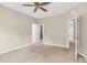 Spacious bedroom featuring neutral paint, ceiling fan, and carpeted floors at 425 Summit Trail Dr, Hillsborough, NC 27278