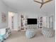 Open concept bonus room featuring entertainment center and beanbag chairs at 4905 Abundance Ave, Raleigh, NC 27616