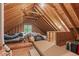 An attic with exposed beams at 5405 Whisperwood Dr, Durham, NC 27713