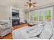 Bright living room features a fireplace, large windows, and comfortable seating, perfect for relaxation and entertaining at 642 Bear Tree Creek, Chapel Hill, NC 27517