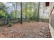 View of spacious backyard with mature trees and a wooden fence, providing privacy and natural beauty at 707 Cross Timbers Dr, Durham, NC 27713