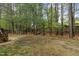 Backyard features a well-kept yard with mature trees and a playset for children at 8 Queensland Ct, Durham, NC 27712