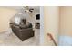 Upper-level living room with carpet, sofas and television at 8 Queensland Ct, Durham, NC 27712