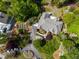Aerial shot of a well-maintained home with landscaped gardens and a serene backyard area at 955 Sagamore Dr, Louisburg, NC 27549