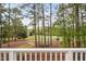 Picturesque golf course view from the balcony, surrounded by tall trees and natural beauty at 101 Preston Arbor Ln, Cary, NC 27513