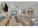 Bright living room with a fireplace, plush sofa, and sliding glass doors at 1600 S Wade Ave, Garner, NC 27529