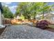 Enjoy outdoor living with this backyard featuring a stone patio, lush greenery, and inviting seating at 206 Bickett Blvd, Raleigh, NC 27608