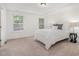 Bright bedroom with two windows, neutral carpeting, tray ceiling, and a serene, relaxing atmosphere at 210 Silas St, Durham, NC 27705