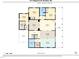 First floor plan featuring a kitchen, dining room, living room, three bedrooms, and laundry room at 211 Hargrove St St, Durham, NC 27701