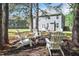 Cozy backyard fire pit area with Adirondack chairs, ideal for outdoor relaxation at 8016 Parker Mill Trl, Fuquay Varina, NC 27526