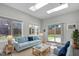 Inviting living room with modern decor, skylights, backyard views, and cozy seating for gatherings at 8812 Forester Ln, Apex, NC 27539