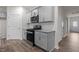Modern kitchen with stainless steel appliances and gray cabinets at 1014 Middlecrest Dr, Rocky Mount, NC 27804
