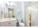 Bright bathroom with a vanity, enclosed shower, and neutral color scheme for a clean, refreshing space at 103 Caymus Ct, Cary, NC 27519