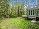 A private backyard features a well-maintained lawn and mature trees at 105 Toynbee Pl, Chapel Hill, NC 27514