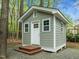 The property features a storage shed or outbuilding at 105 Toynbee Pl, Chapel Hill, NC 27514