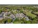 Aerial view of the homes in a well-maintained neighborhood with many mature trees at 252 Shea Ct, Graham, NC 27253