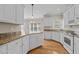 Open kitchen view featuring granite counters, white cabinets, and modern appliances at 252 Shea Ct, Graham, NC 27253