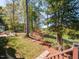 Serene backyard featuring lush greenery, mature trees, and picturesque golf course views at 4912 Sunset Forest Cir, Holly Springs, NC 27540