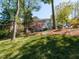 Beautiful blue two-story home with a deck, set amidst a lush green lawn and mature trees at 4912 Sunset Forest Cir, Holly Springs, NC 27540